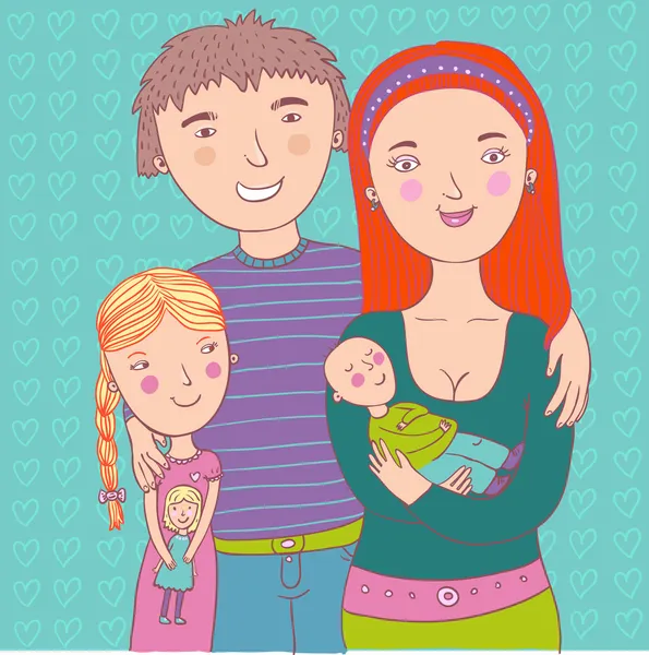 Mutlu aile illüstrasyon vektör — Stok Vektör