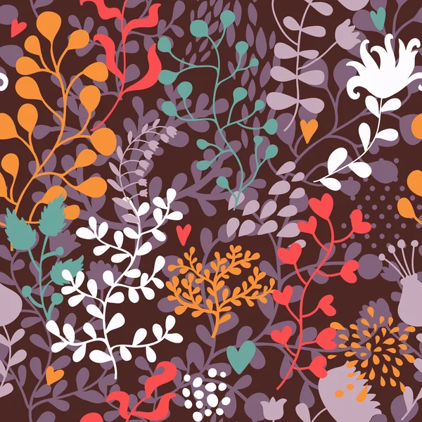 Modèle sans couture floral rétro dans des couleurs vives — Image vectorielle