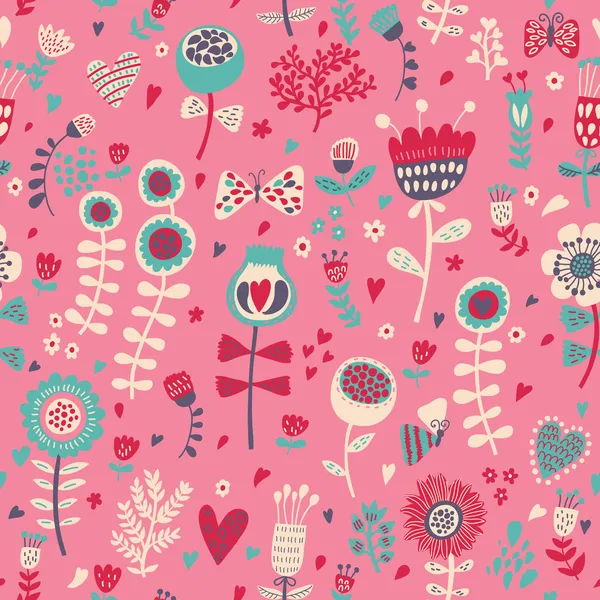 Simple cartoon floral seamless pattern for amazing wallpapers — Stock Vector