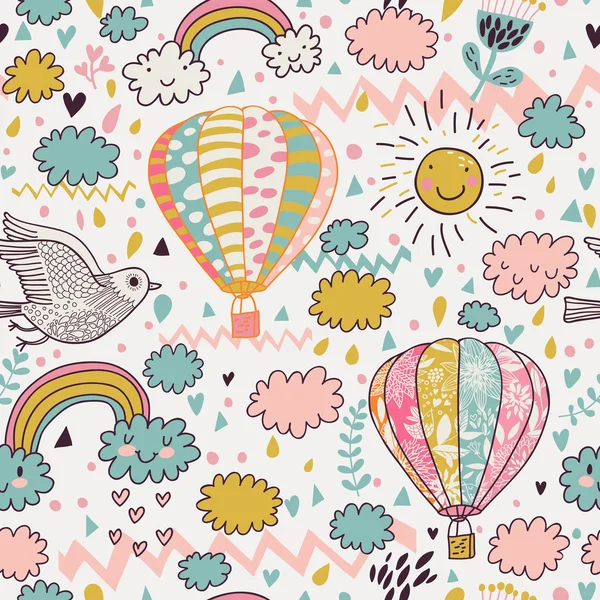 Cartoon seamless pattern with nasty weather in children style. Vector background for kids in pastel colors — Stock Vector