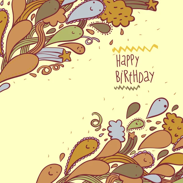 Carte de fête d'anniversaire. fond vectoriel dessin animé drôle — Image vectorielle