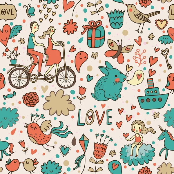 Romantic seamless pattern in stylish colors. Ideal pattern for wedding design. Seamless pattern can be used for wallpapers, pattern fills, web page backgrounds, surface textures. — Stock Vector