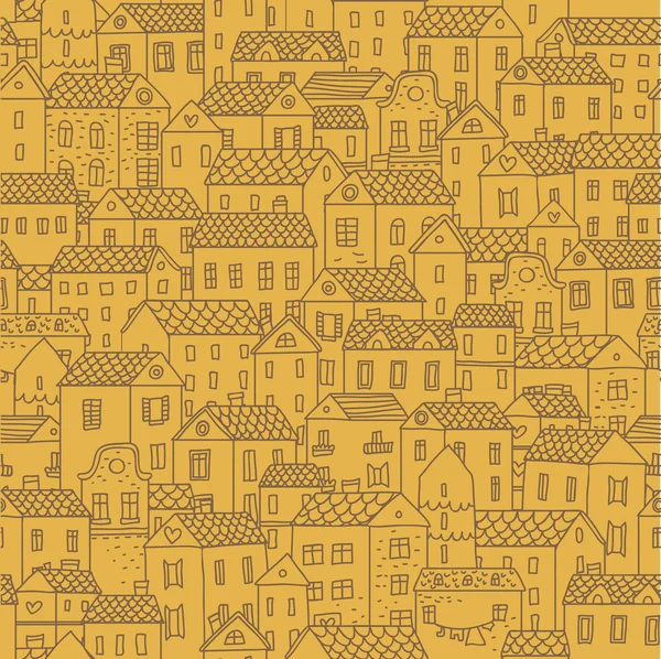 City view. Vector seamless pattern for cute urban wallpapers — Stock Vector