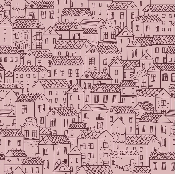 City view. Vector seamless pattern for cute urban wallpapers — Stock Vector