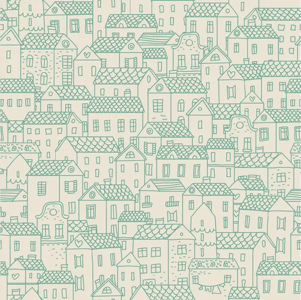 City view. Vector seamless pattern for cute urban wallpapers — Stock Vector
