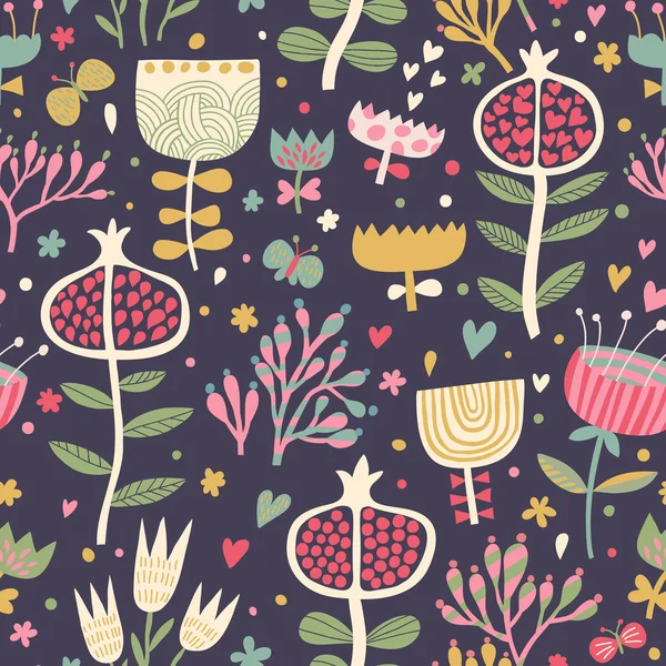 Simple cartoon floral seamless pattern for amazing wallpapers — Stock Vector