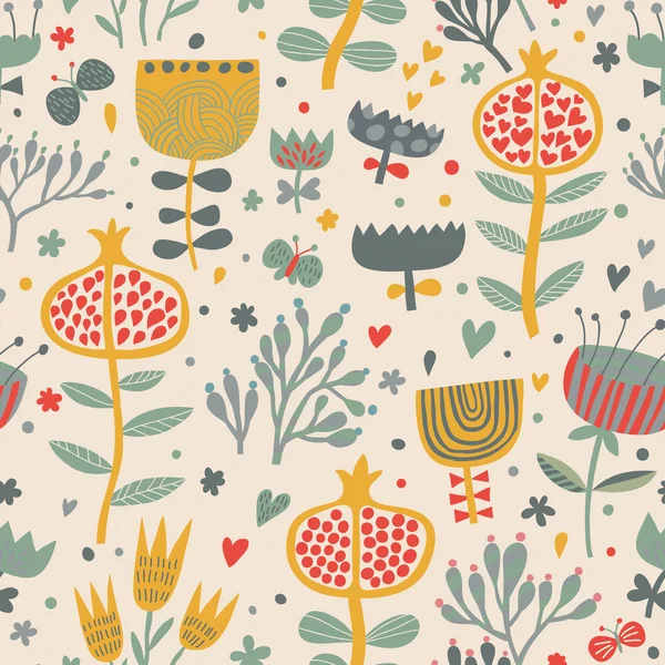 Simple cartoon floral seamless pattern for amazing wallpapers — Stock Vector