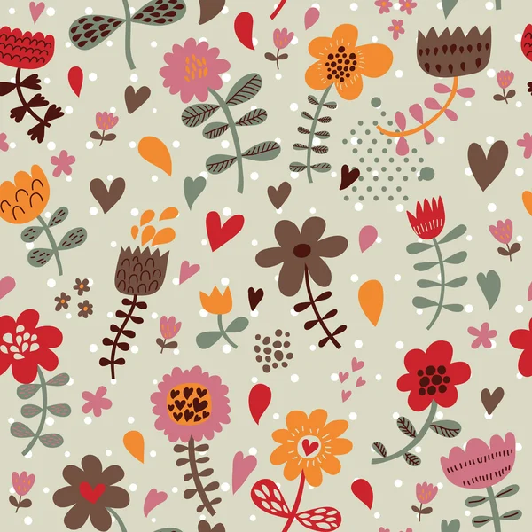 Cute seamless floral pattern. Copy square to the side and you'll get seamlessly tiling pattern which gives the resulting image ability to be repeated or tiled without visible seams. — Stock Vector