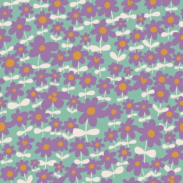 シームレスなパターンは、壁紙、パターンの塗りつぶし、表面のテクスチャの web ページの背景に使用できます。シンプルなシームレスな花の背景 — ストックベクタ