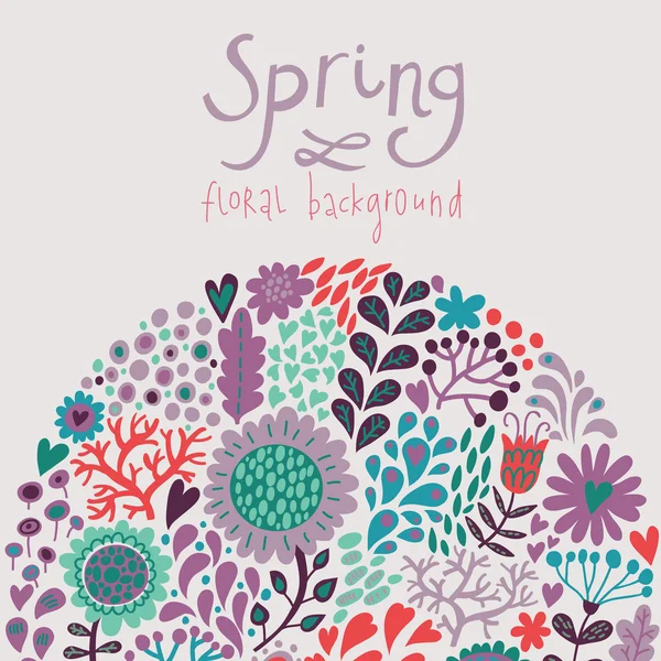 Floral background with colorful flowers. Spring card in vector — Stock Vector