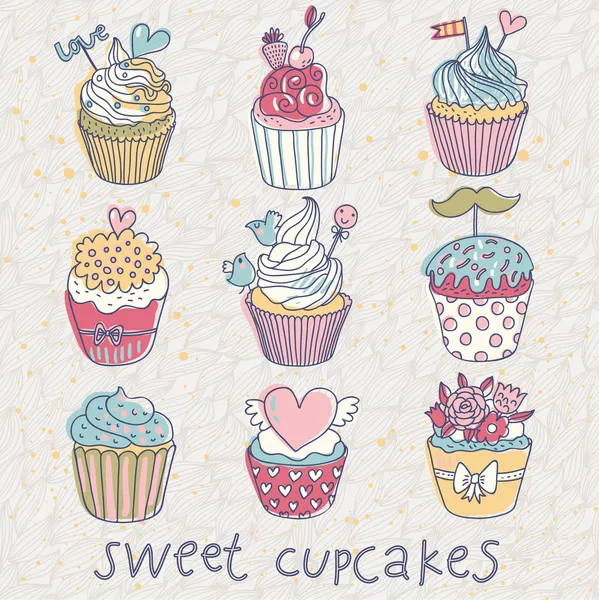 Cupcakes dibujos imágenes de stock de arte vectorial | Depositphotos
