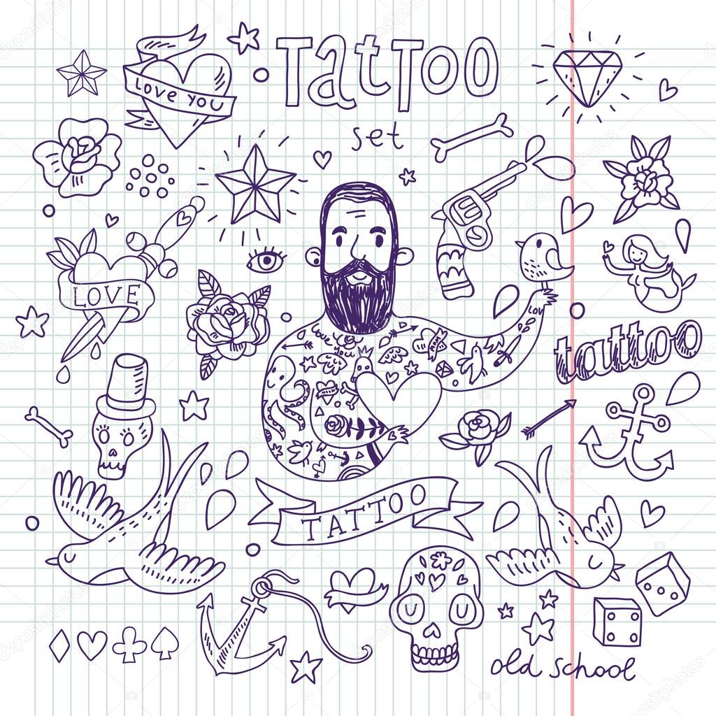 Símbolo De Fogo Cômico Do Braço Da Tatuagem Dos Desenhos Animados  Ilustração Stock - Ilustração de linha, bobo: 52881560