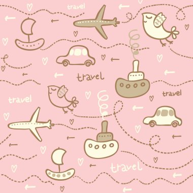 seyahat kavramı - Dikişsiz desen vektör