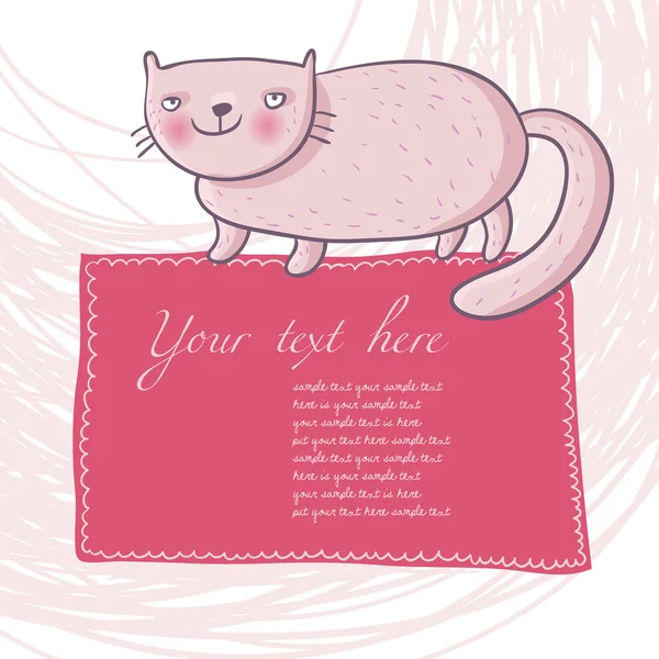 Бытовая кошка на текстовом поле — стоковый вектор