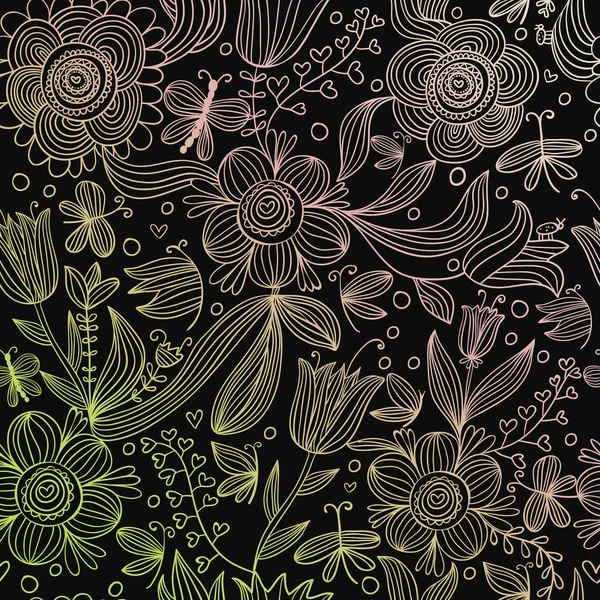 明るいシームレスな花柄。シームレスなパターンは、壁紙、パターンの塗りつぶし、表面のテクスチャの web ページの背景に使用できます。豪華なシームレスな花の背景 — ストックベクタ