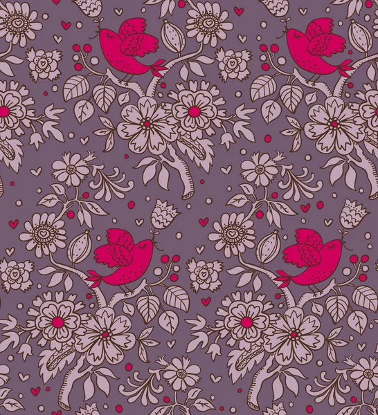 Ancien motif floral sans couture de style — Image vectorielle