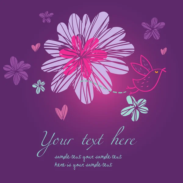 Fondo floral brillante en violeta — Vector de stock