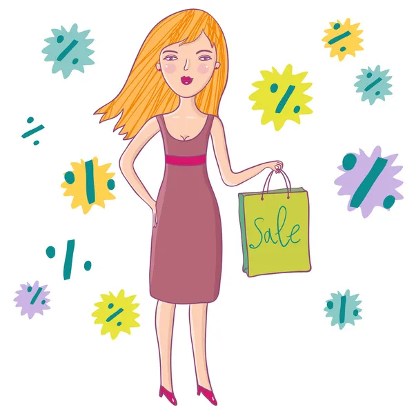 Girls love shopping — Stock Vector
