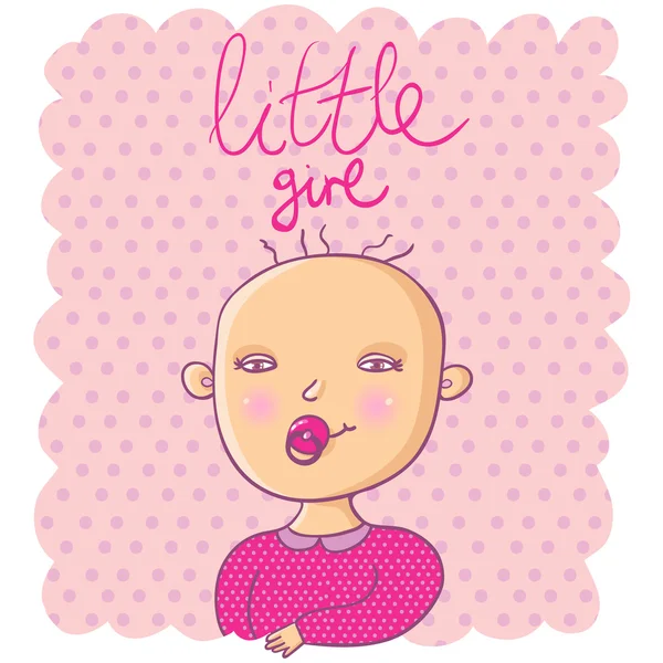 Cute cartoon newborn girl in vector — Stock Vector