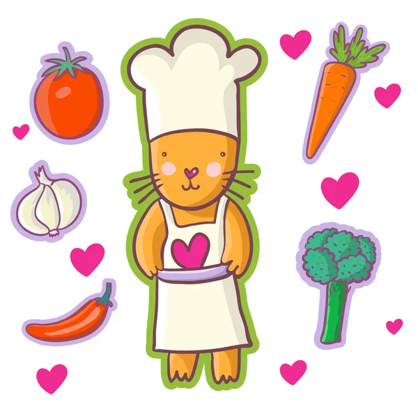 Kat - chef-kok. Cartoon vector — Stockvector