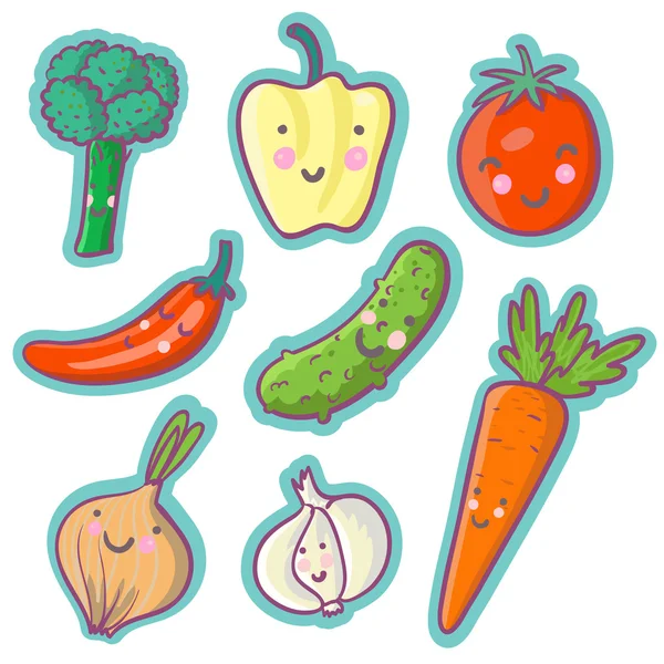 Chutná zelenina - kreslený sada — Stockový vektor