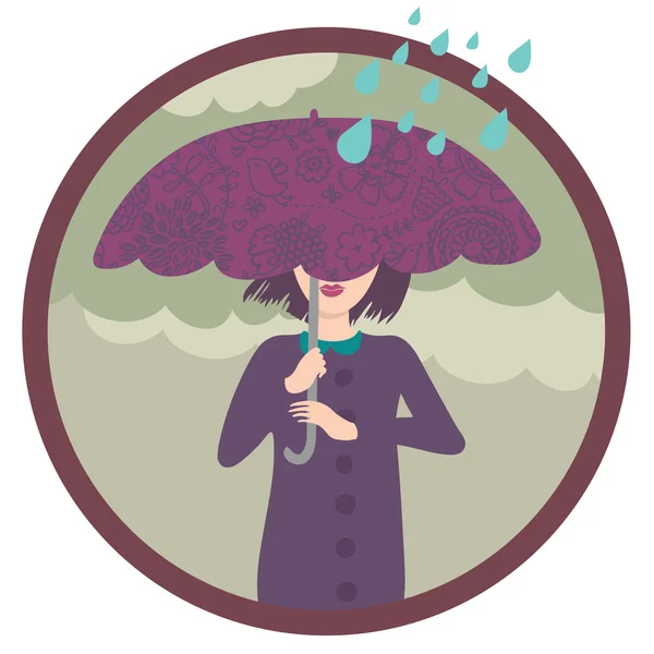 雨 - スタイリッシュなイラストの下の女の子 — ストックベクタ