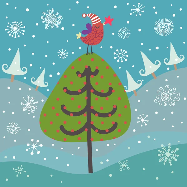 Cartoon winter illustratie — Stockvector