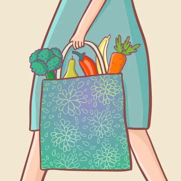 Fruits and vegetables in the bag — Stock Vector