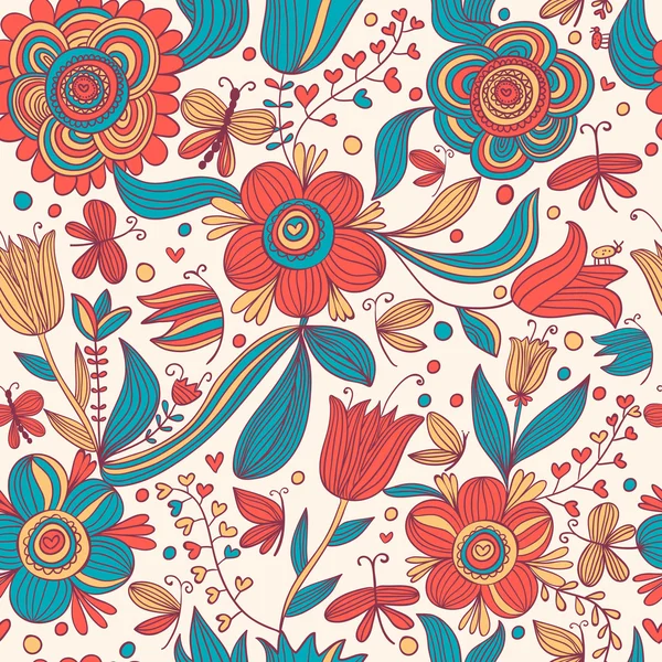 Bright floral seamless pattern. Seamless pattern can be used for wallpaper, pattern fills, web page backgrounds, surface textures. Gorgeous seamless floral background — Stock Vector