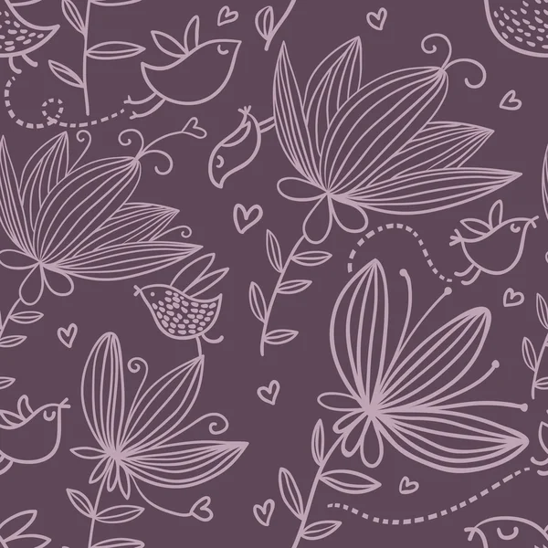 紫の花のシームレスなパターン — ストックベクタ