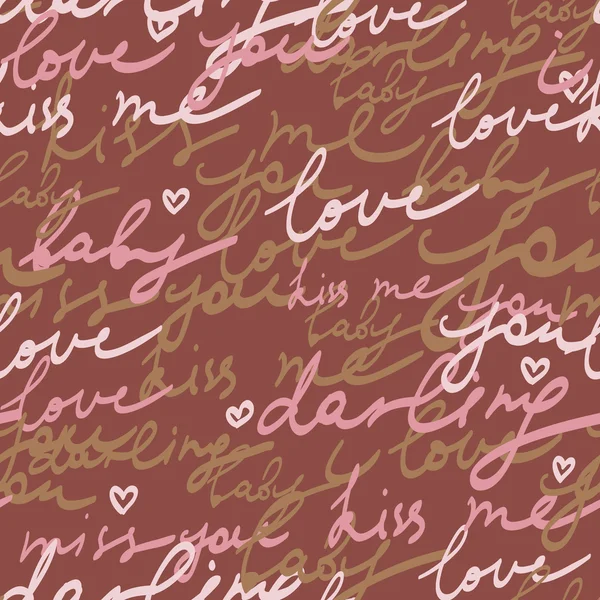 Bright romantic seamless pattern made of love words in vector — Stock Vector