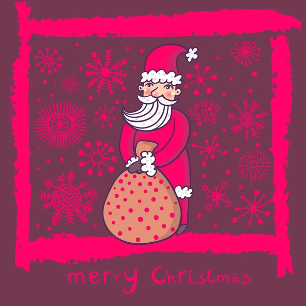 Colorful Christmas card with cartoon Santa — Stock Vector