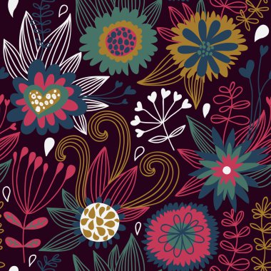 Renkli çiçek desenli.