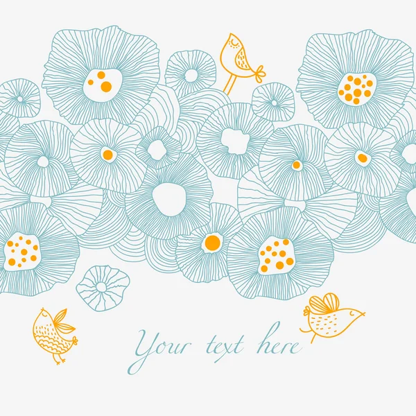 Elegante lindo fondo floral con pájaros — Vector de stock