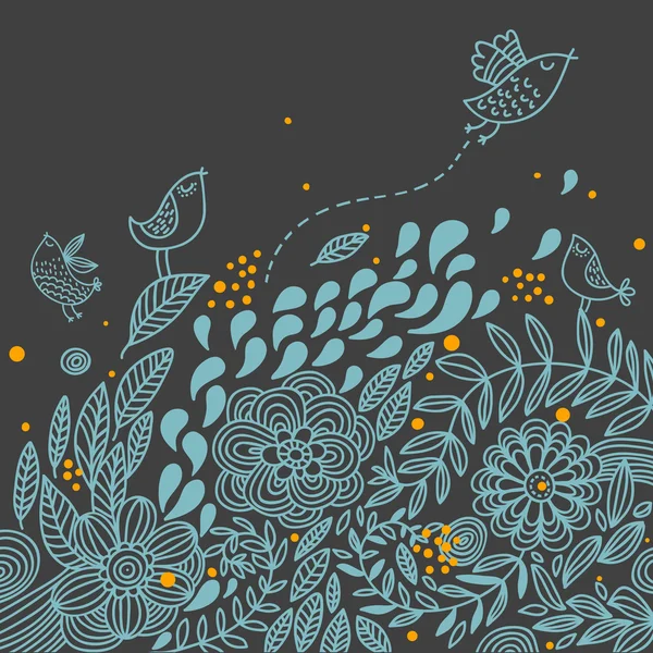 Fondo floral de dibujos animados — Vector de stock