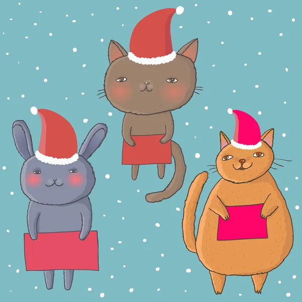 Cartoon Christmas cats — Stock Vector