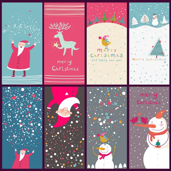 8 cartoni animati banner di Natale — Vettoriale Stock