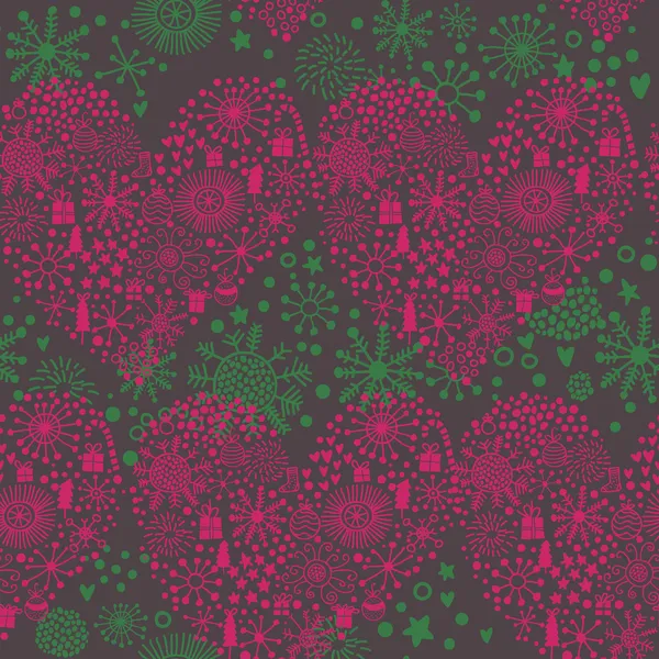 Dessin animé motif de Noël, de beaux cœurs — Image vectorielle