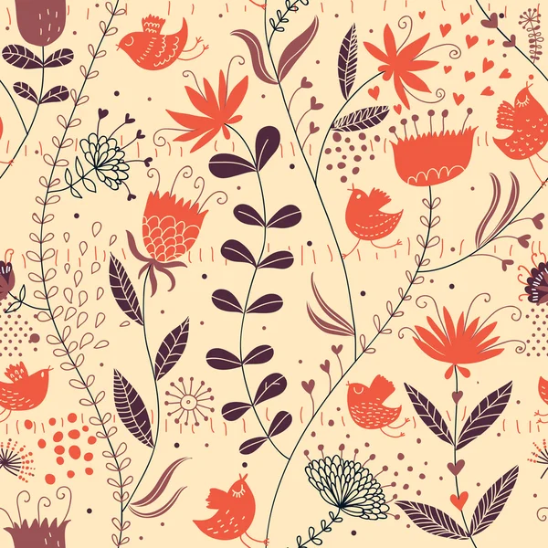 Floral seamless pattern in retro style — Stock Vector