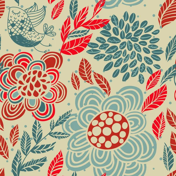 Patrón sin costura floral en estilo retro — Vector de stock