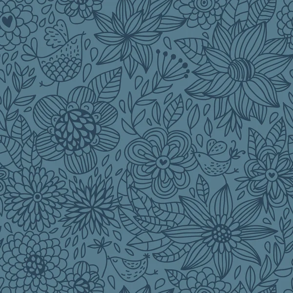Floral seamless pattern in blue — Stock Vector