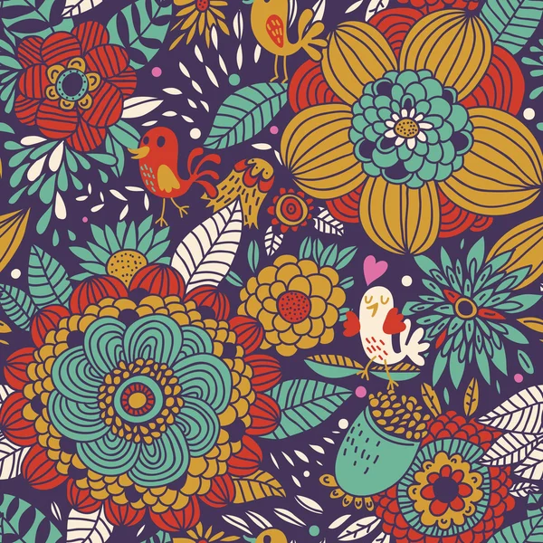 Motif floral sans couture coloré — Image vectorielle