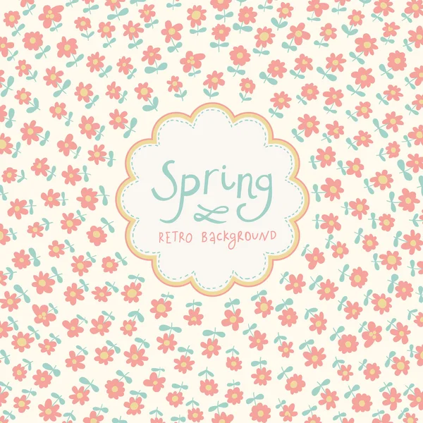 春の背景。テキスト ボックスと花のあるカード — ストックベクタ