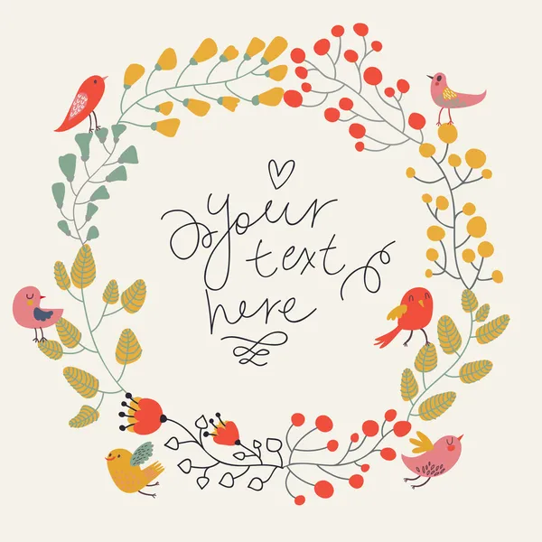 tarihi çiçek kartı kaydedin. düğün davetiyesi. kuşlar ve çiçekler - yaz parlak arka plan.