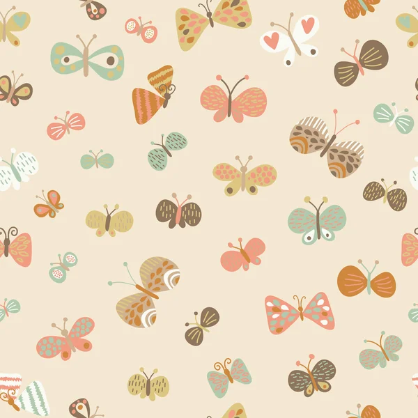 Seamless pattern made of cartoon butterflies. Seamless pattern can be used for wallpaper, pattern fills, web page backgrounds, surface textures. Gorgeous seamless background — Stock Vector