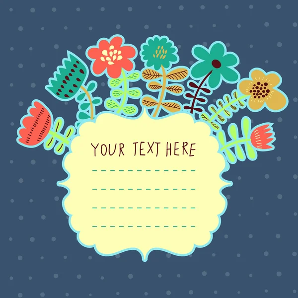 Heldere bloemen met textbox. vectorelement voor uitnodigingen, banners, kaarten, webdesign — Stockvector