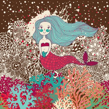 Deniz kızı aşık ile şirin kart.