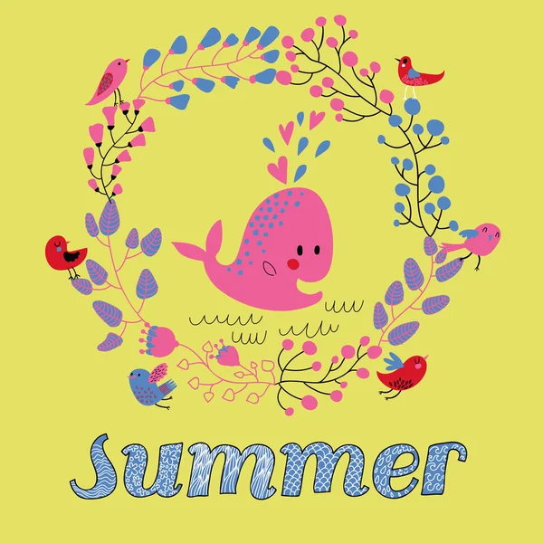 Bright summer card in vector. — Stock Vector