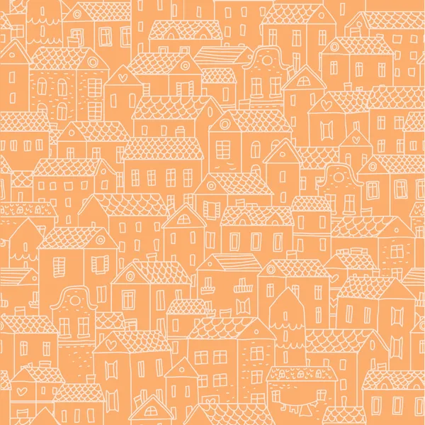 Bright town in seamless pattern. — Stock Vector