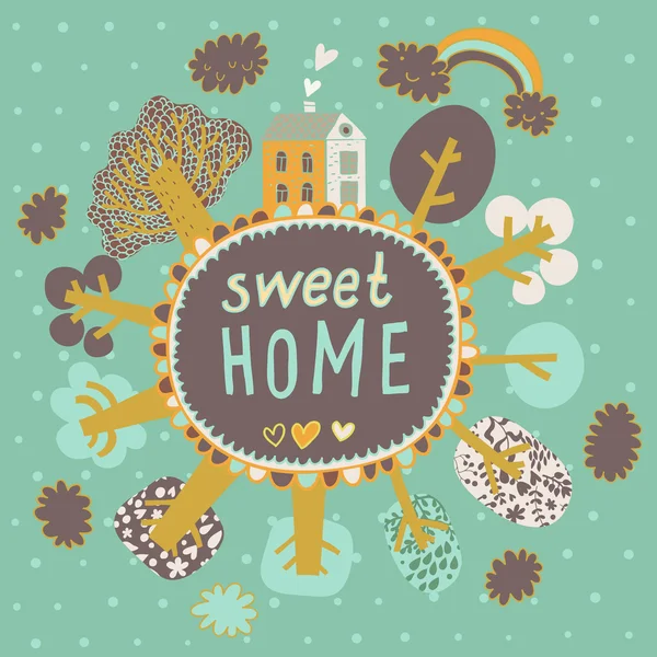 Douce carte concept Sweet Home en vecteur — Image vectorielle